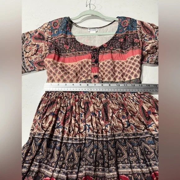 Melrose Boho Patchwork Bohemian Midi Dress - Picture 4 of 8